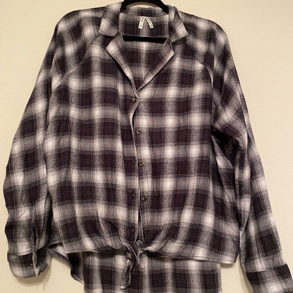 tie front plaid flannel